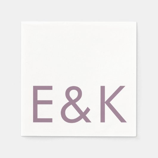 Serviette En Papier Purple Lilac Moderne Monogramme Gras Mariage (Devant)