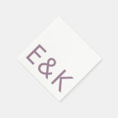 Serviette En Papier Purple Lilac Moderne Monogramme Gras Mariage (Coin)