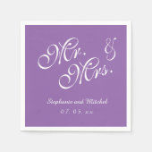Serviette En Papier Purple, M. et Mme. | Papier mariage (Devant)