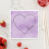 Serviette En Papier Purple Mariage Heart Lavender Aimer Aquarelle (En situation)