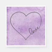 Serviette En Papier Purple Mariage Heart Lavender Aimer Aquarelle (Devant)