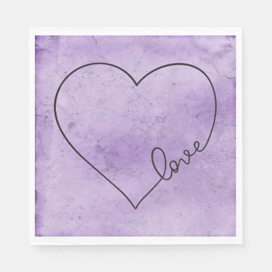 Serviette En Papier Purple Mariage Heart Lavender Aimer Aquarelle (Devant)