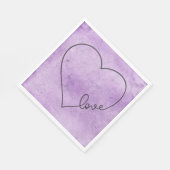 Serviette En Papier Purple Mariage Heart Lavender Aimer Aquarelle (Coin)