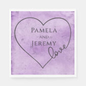 Serviette En Papier Purple Mariage Heart Lavender Aimer Aquarelle (Devant)