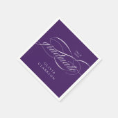 Serviette En Papier Purple Modern Élégant Script Graduation Party (Coin)