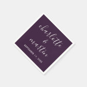 Serviette En Papier Purple Modern Script Wedding (Coin)