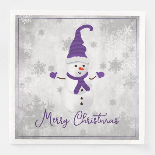 Serviette En Papier Purple mou Snowman Papier de vacances Napkin (Devant)