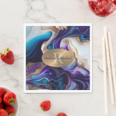 Serviette En Papier Purple, Or, Mariage Turquoise Élégant (En situation)