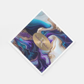 Serviette En Papier Purple, Or, Mariage Turquoise Élégant (Coin)