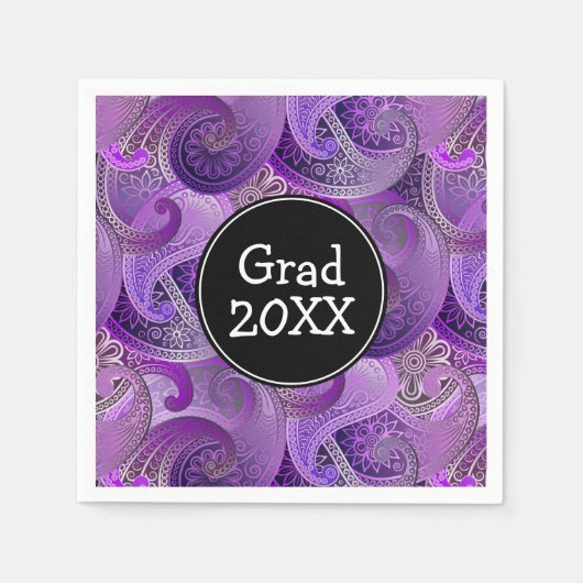 Serviette En Papier Purple Paisley Motif (Devant)