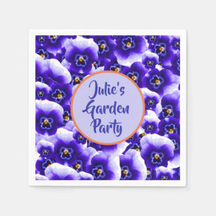 Serviette En Papier Purple Pansies Motif et votre nom Garden Party