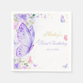 Serviette En Papier Purple Papillon Floral Fille fête d'anniversaire (Devant)