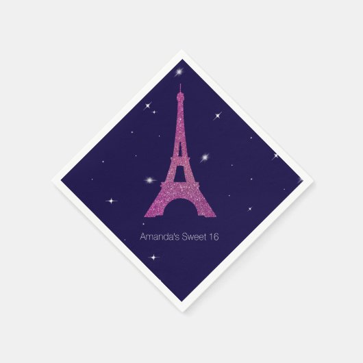 Serviette En Papier Purple Paris Thème Sweet 16 Anniversaire serviette (Coin)