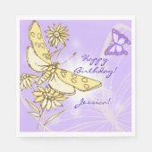 Serviette En Papier Purple Peach Butterfly  (Devant)