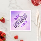 Serviette En Papier Purple Pink Bokeh Anniversaire (En situation)