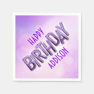 Serviette En Papier Purple Pink Bokeh Anniversaire