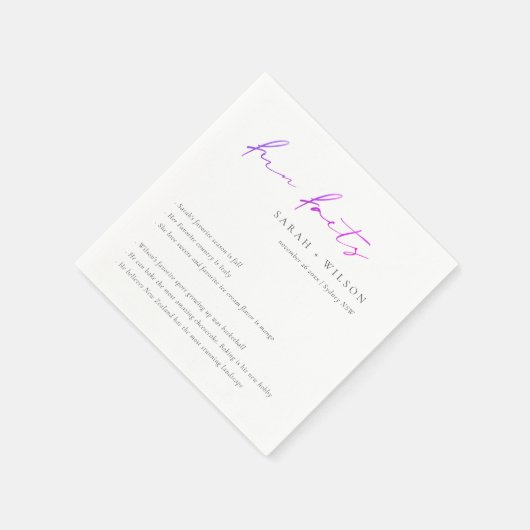Serviette En Papier Purple Pink Script Black White Mariage Fun Faits (Coin)