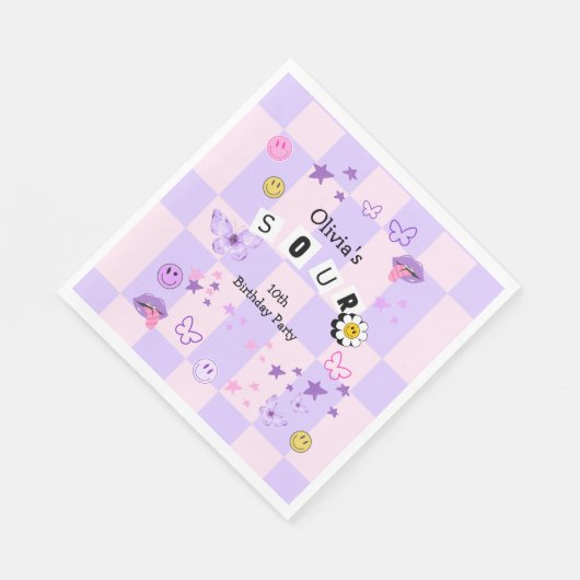 Serviette En Papier Purple Pop Music Entre Ado Invitation Anniversaire (Coin)