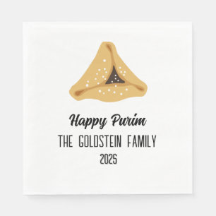 Serviette En Papier Purple Purim Hamentashen Nom de famille