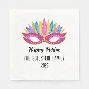 Serviette En Papier Purple Purim Masquerade Nom de famille