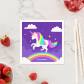 Serviette En Papier Purple Rainbow Unicorn Personnalisé Nom Magique (En situation)