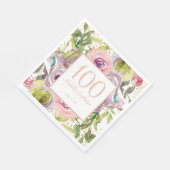 Serviette En Papier Purple rose Floral Parties scintillant or 100e ann (Coin)