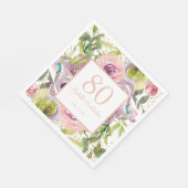 Serviette En Papier Purple rose Parties scintillant d'or floral 80e an (Coin)