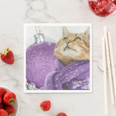Serviette En Papier Purple Scarf Winter Cat Napkins (En situation)