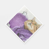 Serviette En Papier Purple Scarf Winter Cat Napkins (Coin)