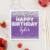 Serviette En Papier Purple Silver Birthday Party (En situation)