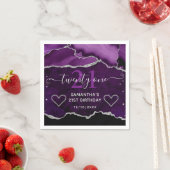 Serviette En Papier Purple & Silver Faux Parties scintillant Agate Mar (En situation)