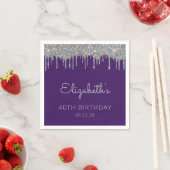 Serviette En Papier Purple Silver Parties scintillant Drip 40e fête d' (En situation)