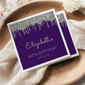 Serviette En Papier Purple Silver Parties scintillant Drip 40e fête d'