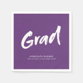 Serviette En Papier Purple Simple Moderne Brosse Script Grad Party (Devant)