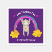 Serviette En Papier Purple Sloth Boho Arc-en-ciel Anniversaire mignonn (Devant)