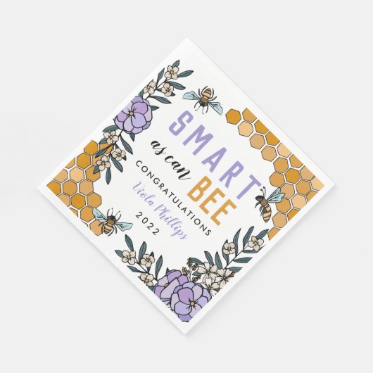Serviette En Papier Purple Smart comme peut Bee Graduation Party (Coin)
