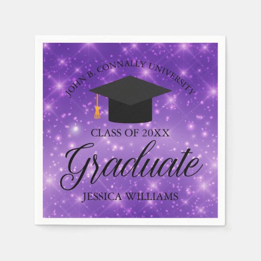 Serviette En Papier Purple Sparkle Graduate Custom Graduate Party (Devant)