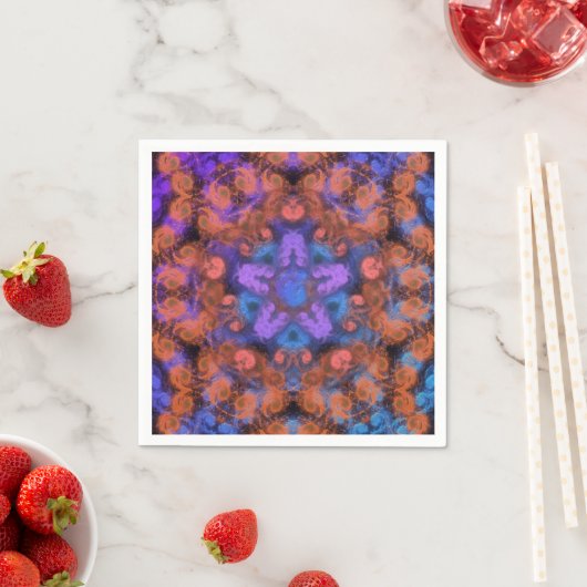 Serviette En Papier Purple Star Orange Swirl Trip Abstrait Glow Party (En situation)