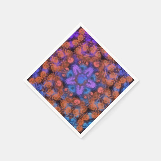 Serviette En Papier Purple Star Orange Swirl Trip Abstrait Glow Party (Coin)