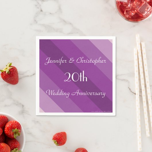 Serviette En Papier Purple Stripe 20e Mariage Anniversaire papier (En situation)