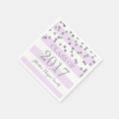 Serviette En Papier Purple Stripe Argent Confetti 2017 Graduation (Coin)