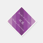 Serviette En Papier Purple Stripe, Nom, 40e anniversaire du Mariage (Coin)