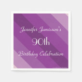 Serviette En Papier Purple Striped, 90e fête d'anniversaire, Nom, Papi (Devant)