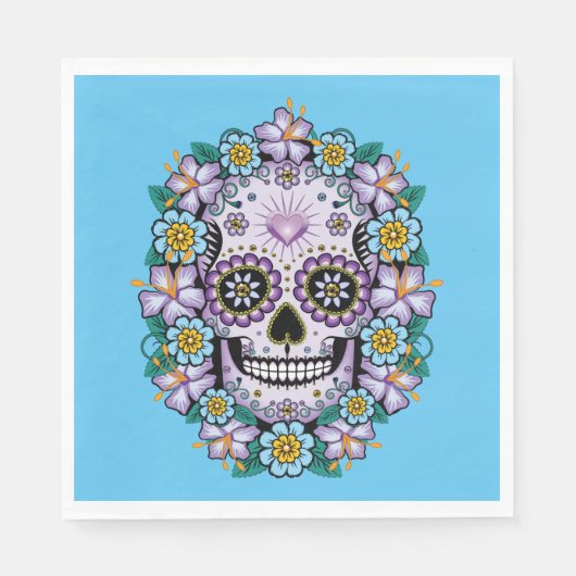Serviette En Papier Purple Sugar Skull (Devant)