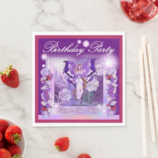 Serviette En Papier Purple Sun Fairy (En situation)