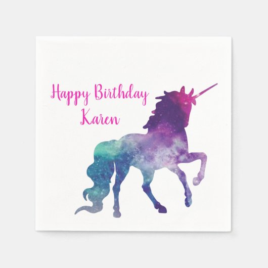 Serviette En Papier Purple Unicorn Personnalisée Bonne fête d'annivers (Devant)