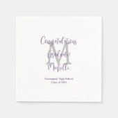 Serviette En Papier Purple White Grey Monogrammed Graduation Party (Devant)