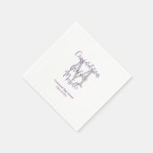 Serviette En Papier Purple White Grey Monogrammed Graduation Party (Coin)