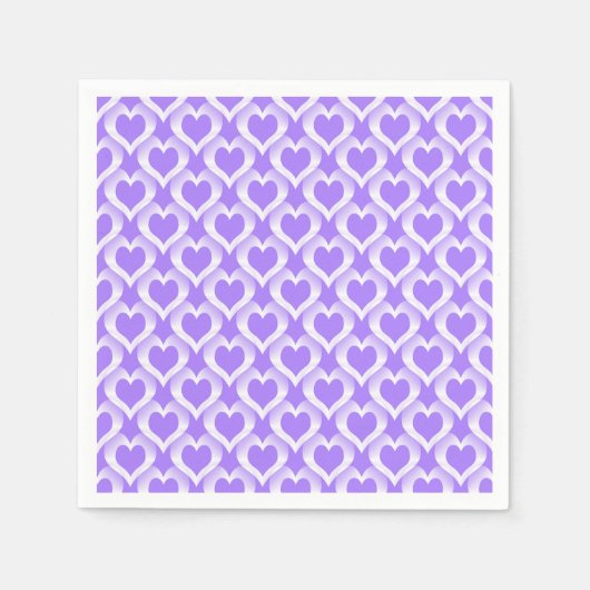 Serviette En Papier Purple White Hearts Pattern (Devant)