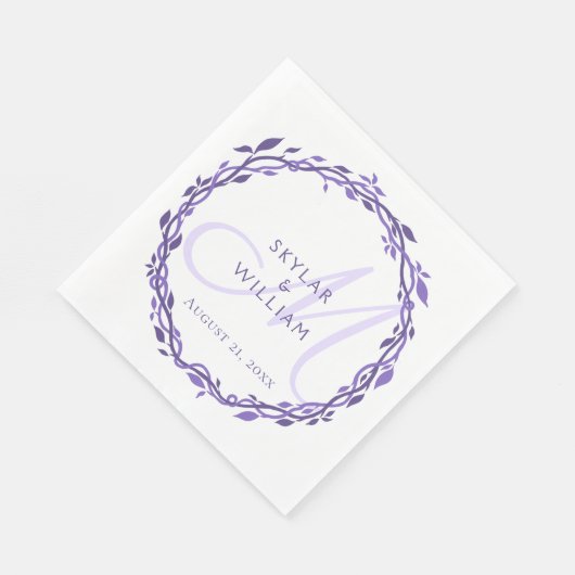 Serviette En Papier Purple Woodsy Mariage Ultra Violet Chic Wreath (Coin)